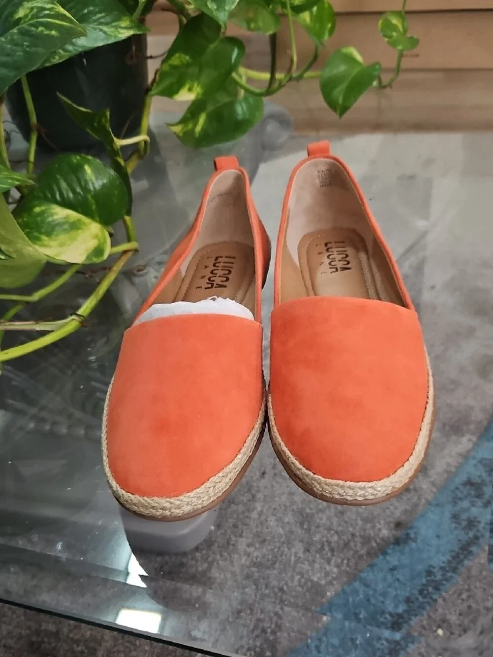Classic Orange Espadrille Slip-On Flats